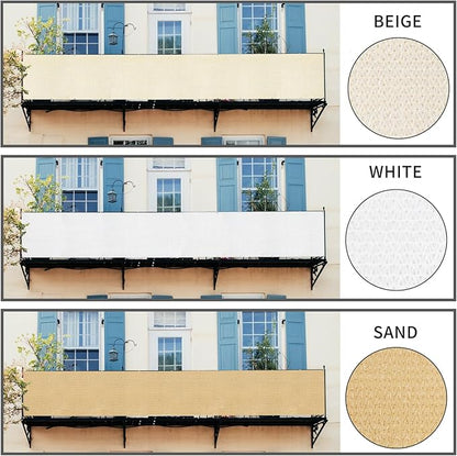 LOVE STORY Balcony Privacy Screen, 3'x7' Deck Shield Screen Fence Cover,UV Protection and Weather-Resistant,3 FT Height for Deck, Patio, Backyard, Outdoor Pool, Porch, Railing, White