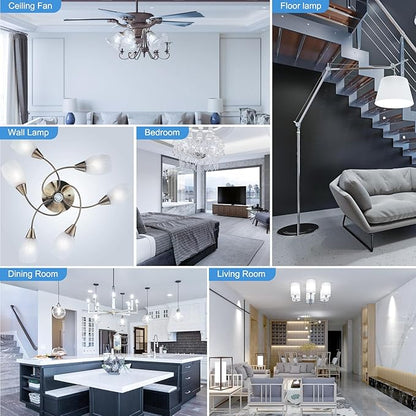Candelabra LED Bulbs,60 Watt Equivalent,6000K Cool Daylight,Type B Light Bulb,Pack of 8,E12 Small Base,Non-Dimmable,Decorative Chandelier Bulb