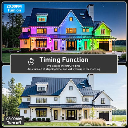 LETIANPAI 200FT Permanent Outdoor Lights,RGB Eaves Lights with App Control Remote,DIY Scene Modes IP67 Waterproof Outdoors Under Eave Lighting,Outdoor Light for Garden Decor