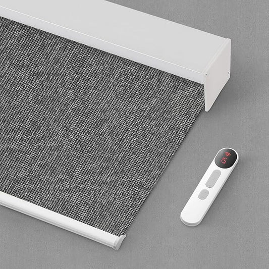Bringnox Motorized Blinds with Remote,100% Blackout Smart Roller Blinds Compatible with Apple Homekit Google Home and Alexa Via HUB,and Customized (Grain Anthracite-25)