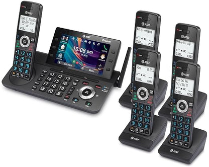 AT&T 5-Handset DECT 6.0 Cordless Home and Business Phone with Answering Machine, 5" Color Display, One-Touch Shortcut, Conference, Intercom, Smart Call Blocker, Bluetooth Connect to Cell: DLP73590