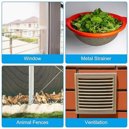 PATIKIL 40" L x 16" W Woven Wire Mesh, 20 Mesh 304 Stainless Steel Air Vent Filter Screen with Gloves for Window Security Vent Cover Filtration Animals Fence