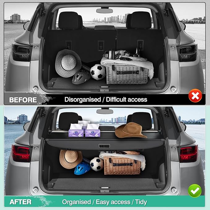 Powerty Retractable Cargo Cover for 2026 2025 2024 Chevrolet Blazer EV/Honda Prologue, Canvas Texture Trunk Cover Privacy Screen Rear Security Shade for Accessories
