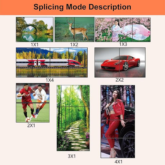 4K Seamless Splicing TV Wall Processor - HDMI & DVI Input, 1080P HD Image Processor with RS232, Support 180Rotate, 1x2, 1x3, 1x4, 2x2, 2x1, 3x1, 4x1 Mode