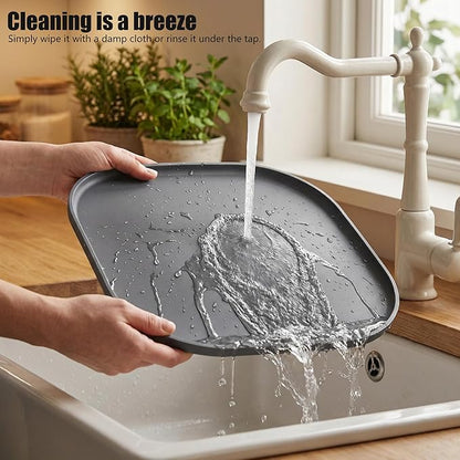 Universal Silicone Humidifier Drip Tray,10.23" Waterproof Floor Protector Compatible for LEVOIT, Dreo, Homvana & ASAKUKI,Leak-Proof & Moisture,Proof Mat with Raised Edges(Gray)