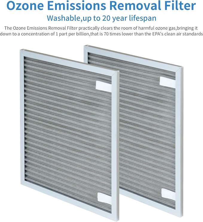 Replacement Filters Compatible with Nuwave Oxypure Zero Smart Air Cleaner Purifier Model 47351, 47251, 47261, 2 Stainless Steel Pre-filters and 2 Activated Carbon Coated Filters