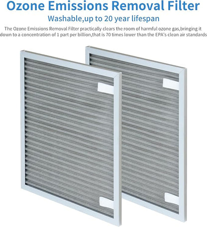 Replacement Filters Compatible with Nuwave Oxypure Zero Smart Air Cleaner Purifier Model 47351, 47251, 47261, 2 Stainless Steel Pre-filters and 2 Activated Carbon Coated Filters