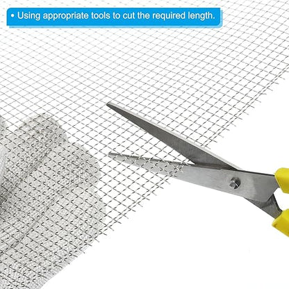 PATIKIL 40" L x 16" W Woven Wire Mesh, 6 Mesh 304 Stainless Steel Air Vent Filter Screen with Gloves for Window Security Vent Cover Filtration Animals Fence