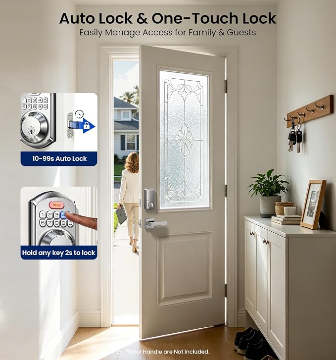 Veise VE001 Keyless Entry Deadbolt, Electronic Keypad Lock, Satin Nickel