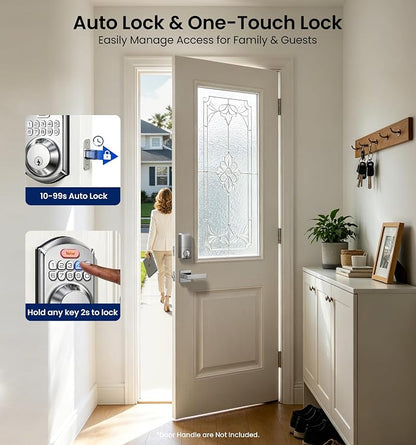 Veise VE001 Keyless Entry Deadbolt, Electronic Keypad Lock, Satin Nickel