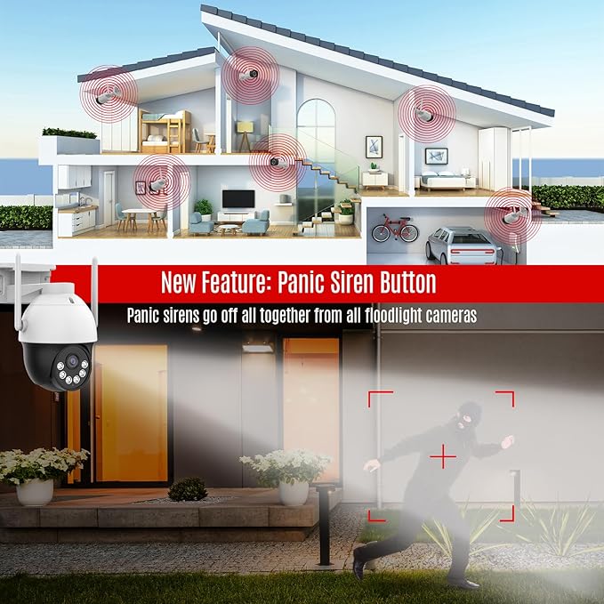 8CH AI Powered Floodlight & Two Way Audio NVR Kit (4X Pan-Tilt Camera Kit)