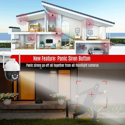 8CH AI Powered Floodlight & Two Way Audio NVR Kit (4X Pan-Tilt Camera Kit)