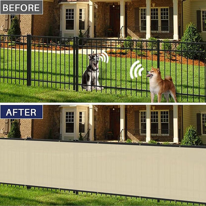 Windscreen4less Privacy Fence Screen Heavy Duty Windscreen Fencing Mesh Fabric Shade Net Cover with Brass Grommtes for Outdoor Wall Garden Yard Pool Deck, 6'x287' Beige