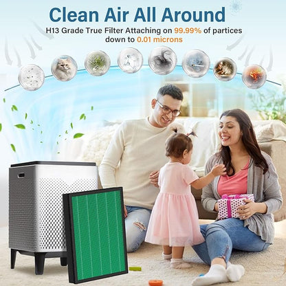2 Pack 300 Replacement Filter for Coway AIRMEGA Max2 300/300S Smart Air Purifier，True HEPA with Activated Carbon 2-in-1 Filter, AP-1515-FP