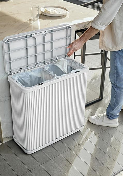 Veradek Tambour Series Outdoor Trash Can with Lid – All-Weather Waste Bin for Patio, Pool, BBQs & Parties | Durable Dual Bag System up to 30 Gallons | Modern Design for Backyard or Deck