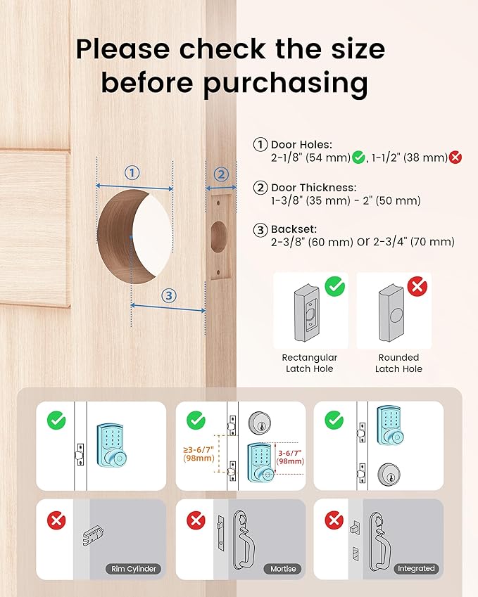 Hidalife Keyless Entry Door Knob with Code, Digital Door Lock with Keypad, Touchscreen Keypad Door Lock with Handle for Front Door Bedroom Home, Auto-Lock, Matte Black