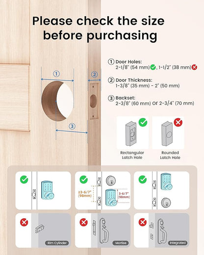 Hidalife Keyless Entry Door Knob with Code, Digital Door Lock with Keypad, Touchscreen Keypad Door Lock with Handle for Front Door Bedroom Home, Auto-Lock, Matte Black