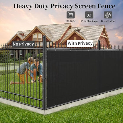 Winpull Privacy Fence Screen 5FT x 50FT, Heavy Duty 170GSM HDPE Fence Screen Privacy Mesh for Chain Link & Wood Fence, 95% Privacy Screen for Backyard Patio Balcony, Reinforced Edges & Grommets