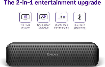 Roku Streambar SE, 4K Soundbar with Built-in Streaming Device | TV Soundbar with Built-in 4K/HD/HDR Streaming & Front Facing Speakers - Included Remote Control