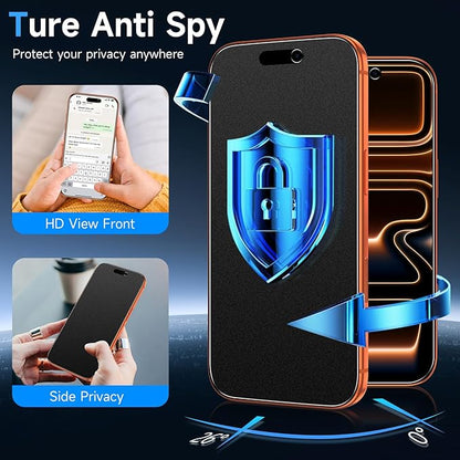 YWXTW 2 Pack Matte Glass Screen Protector for iPhone 17 Pro Max, 26° Anti-Spy iPhone 17 Pro Max Privacy Screen Protector Anti-Glare & Anti-Fingerprint Case Friendly Tempered Glass Film, Bubble Free