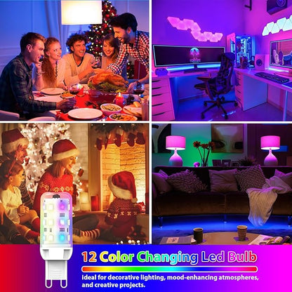 G9 RGB LED Bulb Color Changing with Remote,21-Key IR Control for 16 Million Colors & Dimmable White Light (3000K-6000K),1.4W Low Energy,AC 120V,Memory & 4 Modes for Party,Christmas,Home Decor(2 Pack)