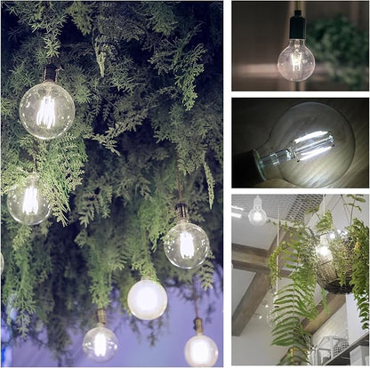 ENERGETIC SMARTER LIGHTING 5W Dimmable G25 LED Edison Light Bulb, G25 (G80) Globe Bulb, 60W Equivalent, 5000K Daylight, Christmas Light, E26 Standard Base, ETL Listed, 6-Pack
