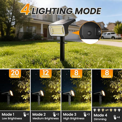Fabrito 4 Pack Solar Spot Lights Outdoor Waterproof IP67, [108 LEDs, 4 Modes] Dusk to Dawn Spotlights for All Night, 2-in-1 Solar Landscape Lights for Garden, Yard, Tree, Pool, Warm White