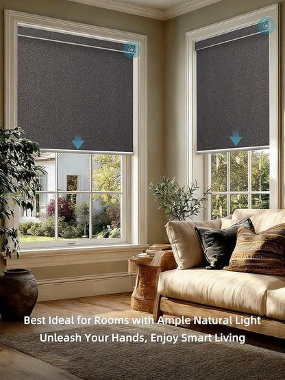 SmartWings Motorized Smart Blinds with Remote, Custom Automatic 100% Blackout Roller Shade Compatible with Alexa/Homekit/Google, Electric Smart Blinds for Indoor Windows, Eclipse Umber