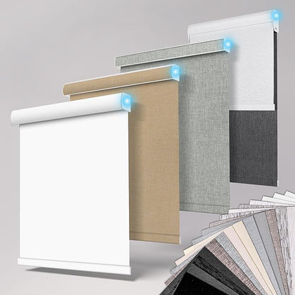 BERISSA Smart Motorized Blinds with Remote,Automatic Roller Blinds for Indoor Windows,Electric Shades for Windows Home Office,Fabric Samples.
