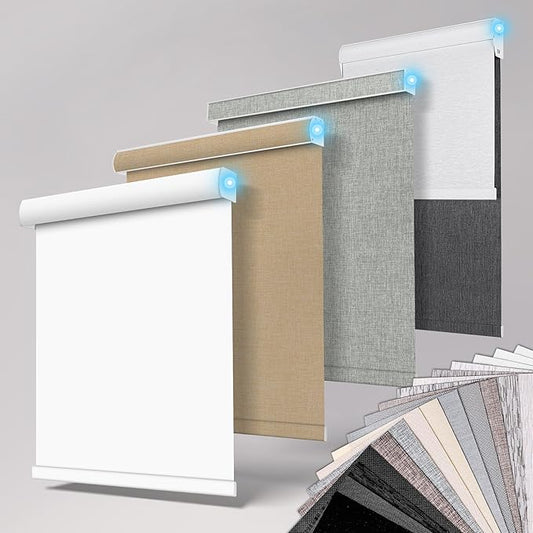 BERISSA Smart Motorized Blinds with Remote,Automatic Roller Blinds for Indoor Windows,Electric Shades for Windows Home Office,Fabric Samples.