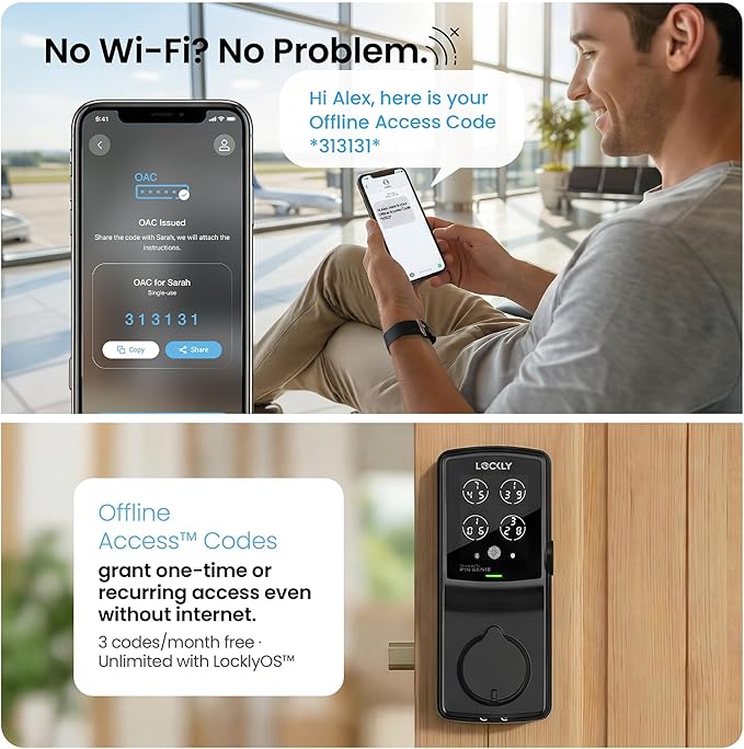 Lockly Secure Plus, Keyless Entry Door Lock, Smart Locks for Front Door, Smart Lock Deadbolt, PIN Genie® Keypad, 3D Biometric Fingerprint Sensor, Auto Lock Smart Door Lock