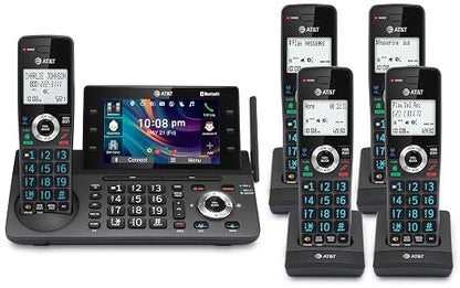 AT&T 5-Handset DECT 6.0 Cordless Home and Business Phone with Answering Machine, 5" Color Display, One-Touch Shortcut, Conference, Intercom, Smart Call Blocker, Bluetooth Connect to Cell: DLP73590