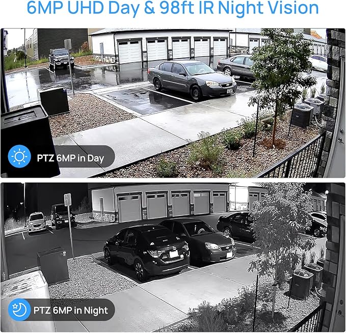 6MP Mini PTZ Dome PoE IP Camera Outdoor with 3X Optical Zoom, 2.8-8mm Motorized Varifocal Lens, Built-in Mic, Human/Vehicle Detection,PTZ IP Camera Compatible with Uniview, Blue Iris, NDAA Compliant
