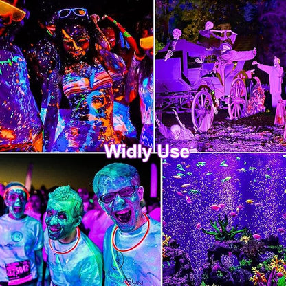 4 Pack 10W 48 LED Black Light Bars 1Ft 395-400nm UV Blacklight Tube with 5.9Ft Cord+Plug+Switch Linkable Black Light Fixtures for Bedroom Fluorescent Poster Body Paint Halloween Glow Party