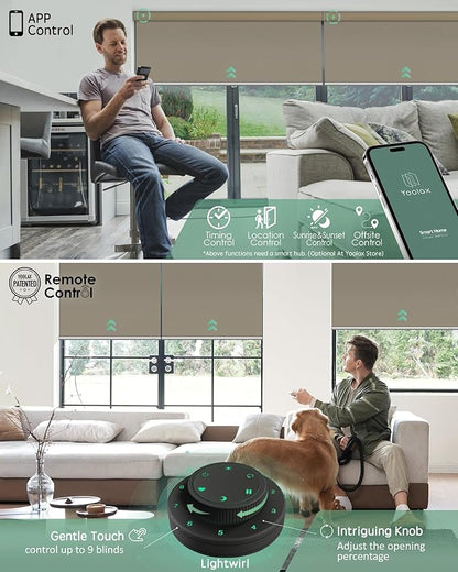 Yoolax Motorized Blinds with Remote, 100% Blackout Smart Blinds, Waterproof Motorized Shades Work with Alexa, Google, Apple Homekit, Custom Electric Shades Voice Control (Vinyl Light Coffee)
