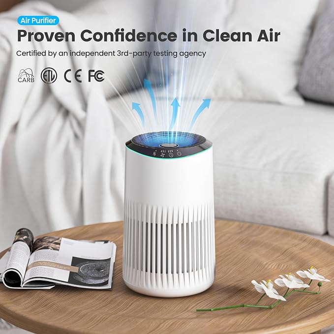 Air Purifiers for Bedroom Home for Smoke Pet Dander Odors 1 Pack White