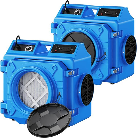 Air Scrubber with 3 Stage Filtration, 550CFM Stackable Negative Air Machine for Industrial and Commercial Use, Heavy Duty Air Cleaner with HEPA/Activated carbon Filter, Light Blue-2PC