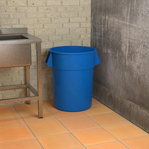 55 Gallon Blue Round Commercial Trash Can, Heavy-Duty Food Grade NSF Certified, Perfect for Restaurant, Office, School, Garage, Backyard, Workshop, Warehouse