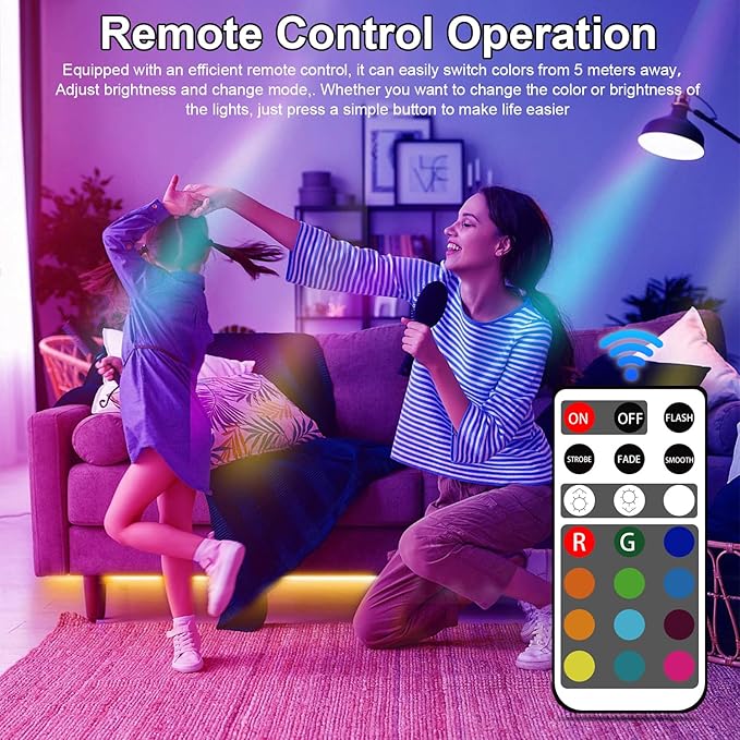 XRise E12 LED Bulb 2.5W Dimmable RGB+White Color Changing with Remote Control Equivalent 25W Halogen E12 Base LED Light Bulbs 6000K 250LM, No Flicker,2 Pack