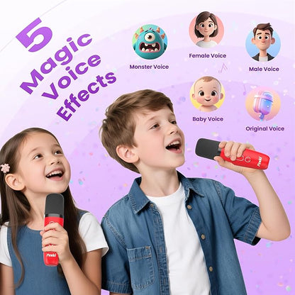 Mini Karaoke Machine for Kids Adults, 2026 TOP Birthday Gifts for Girls Boys 3,4,5,6,7,8+Year Old Toddler Toys, Portable Bluetooth Speaker with 2 Wireless Karaoke Microphones Player (Red)