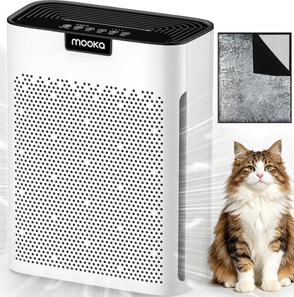 Air Purifiers for Home Large Room 2200 Ft² with Washable Filters, MOOKA H13 HEPA Air Purifier for Home Pets Bedroom with Fragrance, Air Cleaner for Smoke Dust Pollen Pets Hair Odor, KJ190 White