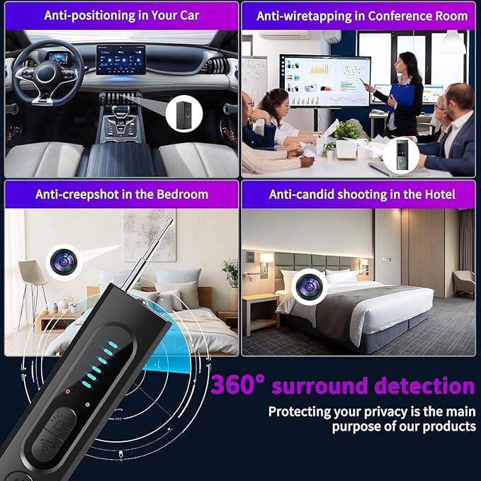 AI Hidden Camera Detector for Travel, 2026 Upgraded Spy Camera Detector, Hidden Device Finder, 5 Levels Sensitivity 4 Modes, Personal Privacy&Security Devices for Home,Hotel&Travel,Office,Vehicles