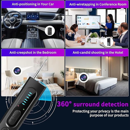 AI Hidden Camera Detector for Travel, 2026 Upgraded Spy Camera Detector, Hidden Device Finder, 5 Levels Sensitivity 4 Modes, Personal Privacy&Security Devices for Home,Hotel&Travel,Office,Vehicles