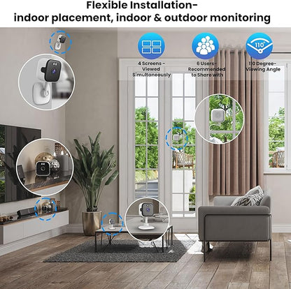 2K Window Camera with 32GB Memory Card, 5GHz & 2.4GHz WiFi Indoor Cameras for Home Security with AI Starlight Color Night Vision, AI Person & Motion Detection, Easy & Quick Install, 24/7 Recording