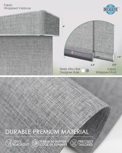 Yoolax Custom XL Smart Sliding Door Blinds, Motorized Sliding Panel Blinds Compatible with Alexa, Fabric Blackout Vertical Rechargeable Battery Shades for Glass Doors(Fabric-Smoky Grey)