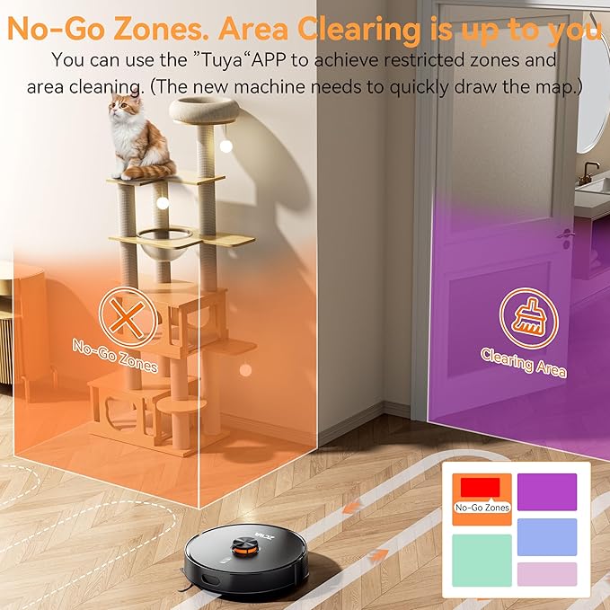 ZCWA Robot Vacuum and Mop Combo, 10000Pa Max Suction, Robotic Vacuum with LiDAR Navigation Smart Mapping, 90 Day Self-Emptying, 160 Min Runtime, 3.5L Dust Bin, Ideal for Hard Floor