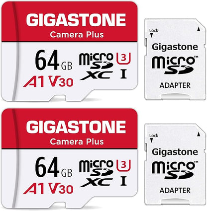 Gigastone 64GB Micro SD Card 2-Pack, Camera Plus, MicroSDXC Memory Card for Wyze Cam, Security Camera, Smartphone, Fire Tablet, 4K Video Recording, UHS-I U3 A1 V30, 95MB/s, with Adapter