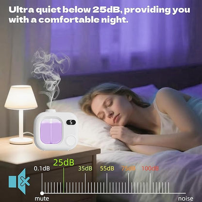 Mini Aromatherapy Diffuser - Cute and Compact Ultrasonic Essential Oil Diffuser with 5 Mist Levels for Home Office Car and Hotel Cordless Air Fragrance Machine for Large Rooms and Bathrooms