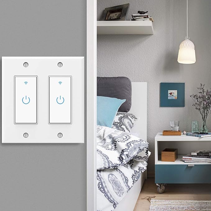 WiFi Light Switch Smart Switch 2 Gang Compatible with Alexa Google Assistant