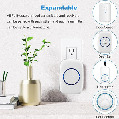 FullHouse Door Chime When Door Opens, Wireless Door Sensor Entry Alarm
